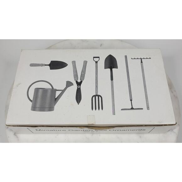 Vtg Department 56 Garden Ornaments Set of 7 Mini Christmas Tree Decor New in Box - Picture 4 of 14